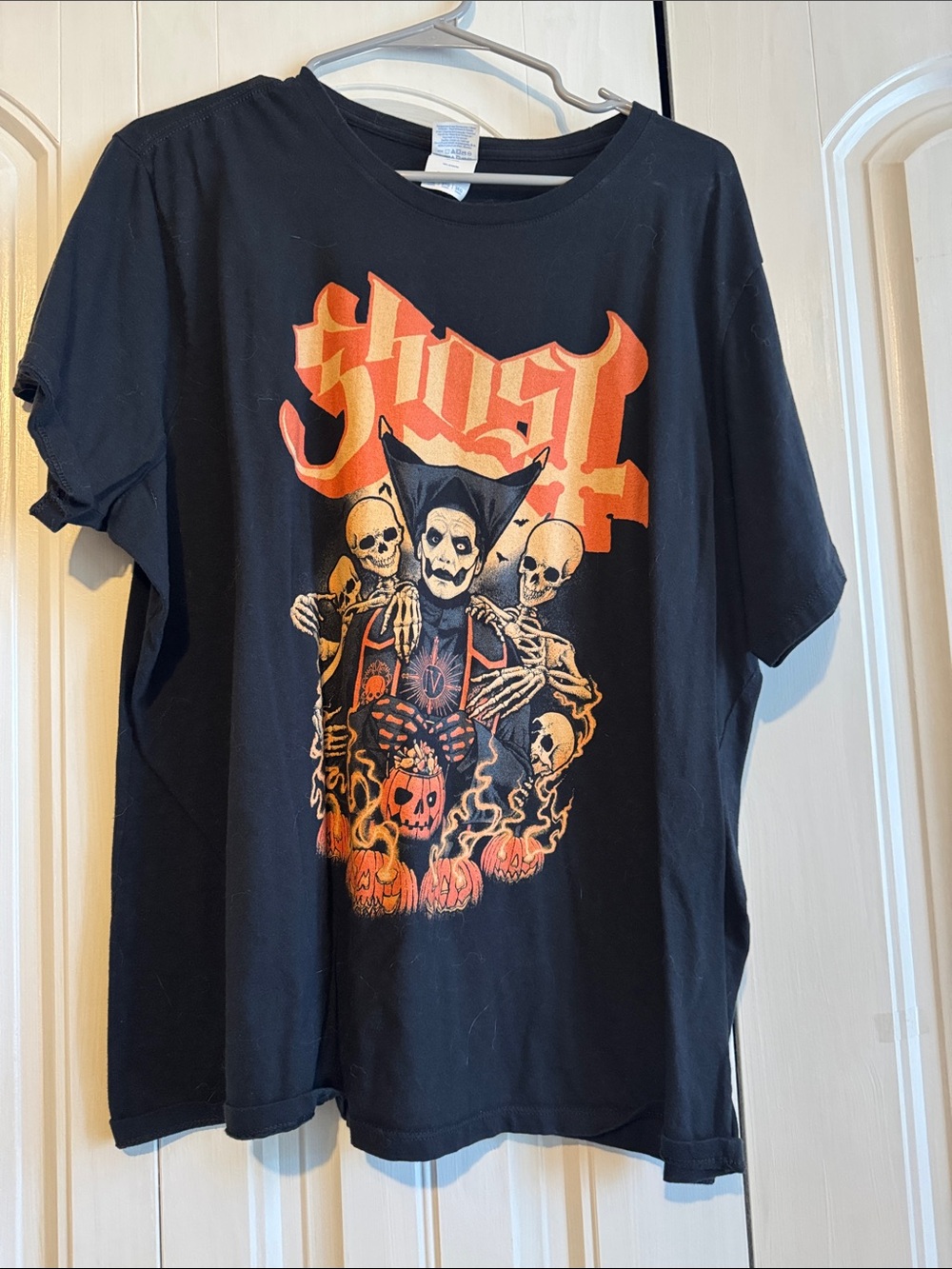 Ghost Band Graphic Kids Black T-Shirt with Orange Print